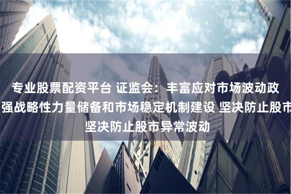 专业股票配资平台 证监会：丰富应对市场波动政策工具 加强战略性力量储备和市场稳定机制建设 坚决防止股市异常波动